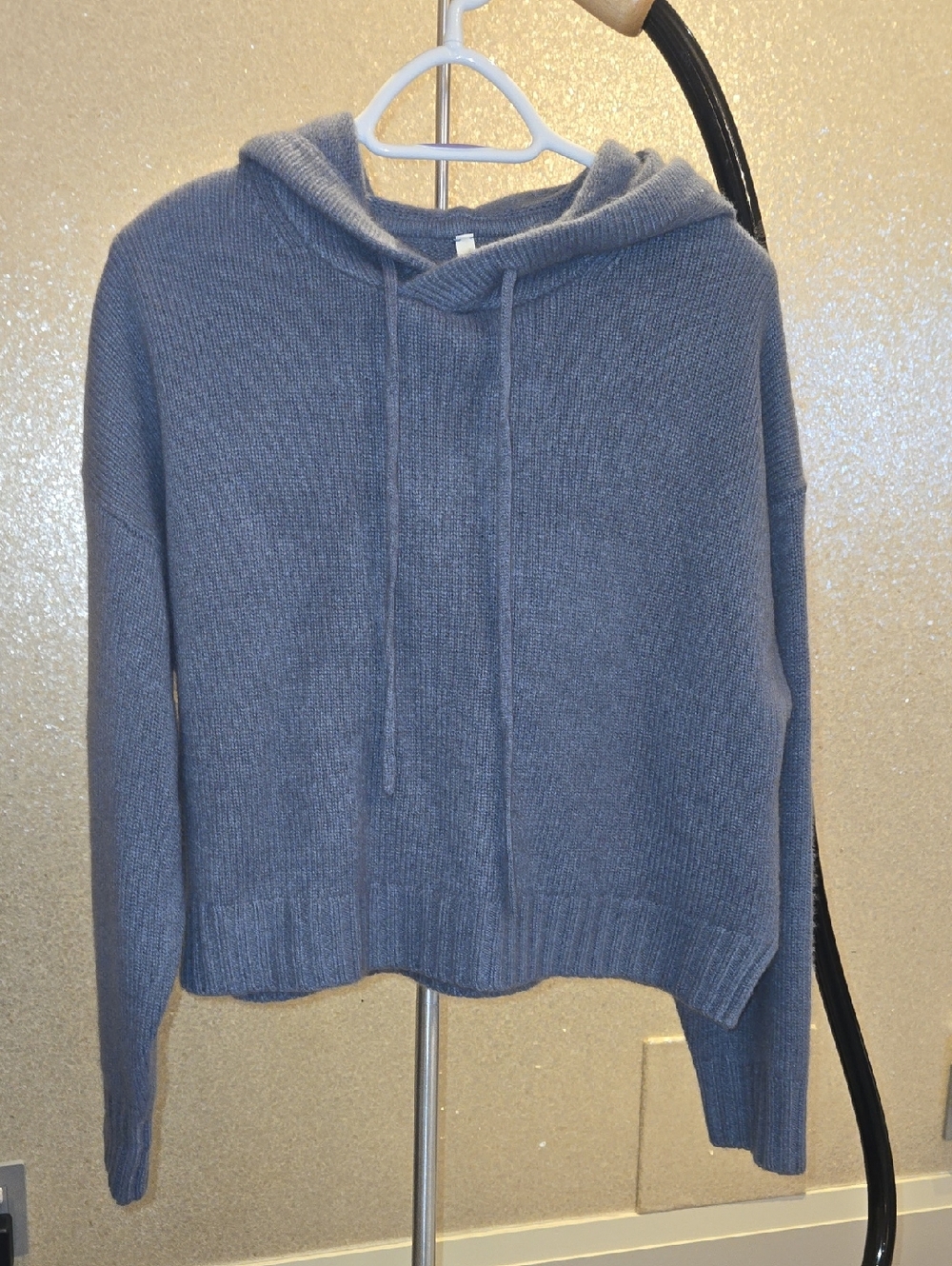 Babaton Cozy Hooded 100% Cashmere Sweater in Dusty Blue
